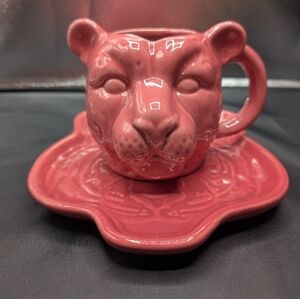 Cheetah Mug And Cheetah Plate, New Without Tags.
